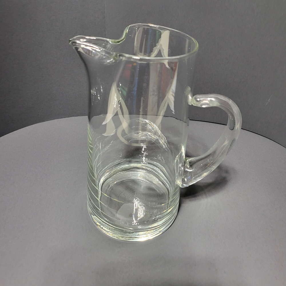 Vtg Clear Glass Pitcher Handle‎ Spout Tableware Kitchenware
